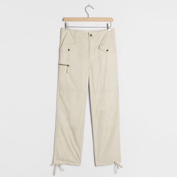 NWT Anthropologie Ripley Cargo Utility Pants In Neutral Cream - Picture 1 of 7